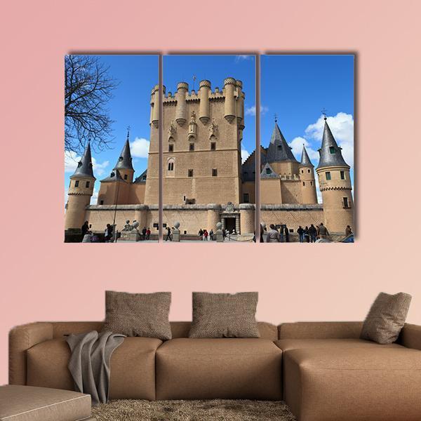 Segovia Castle Canvas Wall Art-3 Horizontal-Gallery Wrap-37" x 24"-Tiaracle