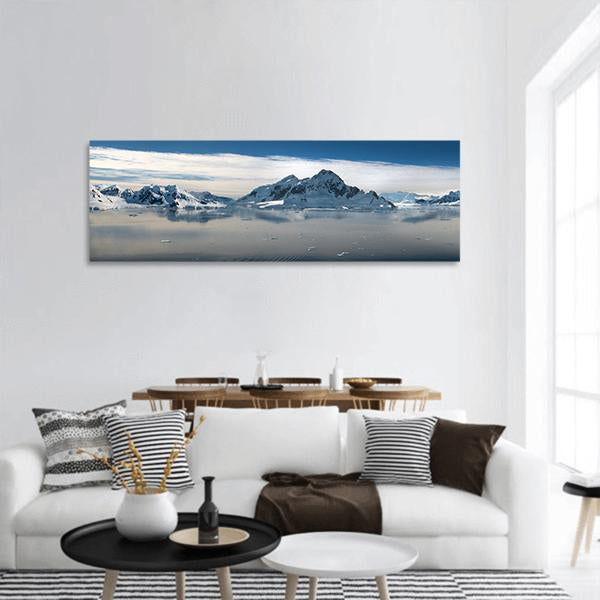 Frozen Lake In Winter Panoramic Canvas Wall Art-1 Piece-36" x 12"-Tiaracle