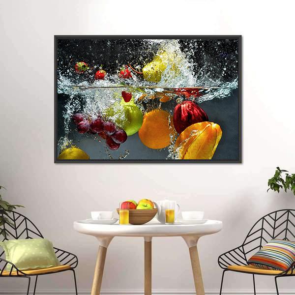 Fruits & Vegetables Under Water Canvas Wall Art-5 Horizontal-Gallery Wrap-22" x 12"-Tiaracle
