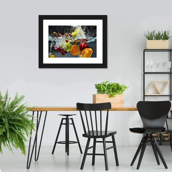 Fruits & Vegetables Under Water Canvas Wall Art-5 Horizontal-Gallery Wrap-22" x 12"-Tiaracle