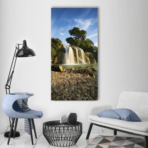 Waterfall In Indonesia Vertical Canvas Wall Art-1 Vertical-Gallery Wrap-12" x 24"-Tiaracle