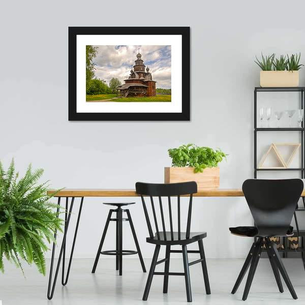 Fully Wooden Church Canvas Wall Art-3 Horizontal-Gallery Wrap-25" x 16"-Tiaracle