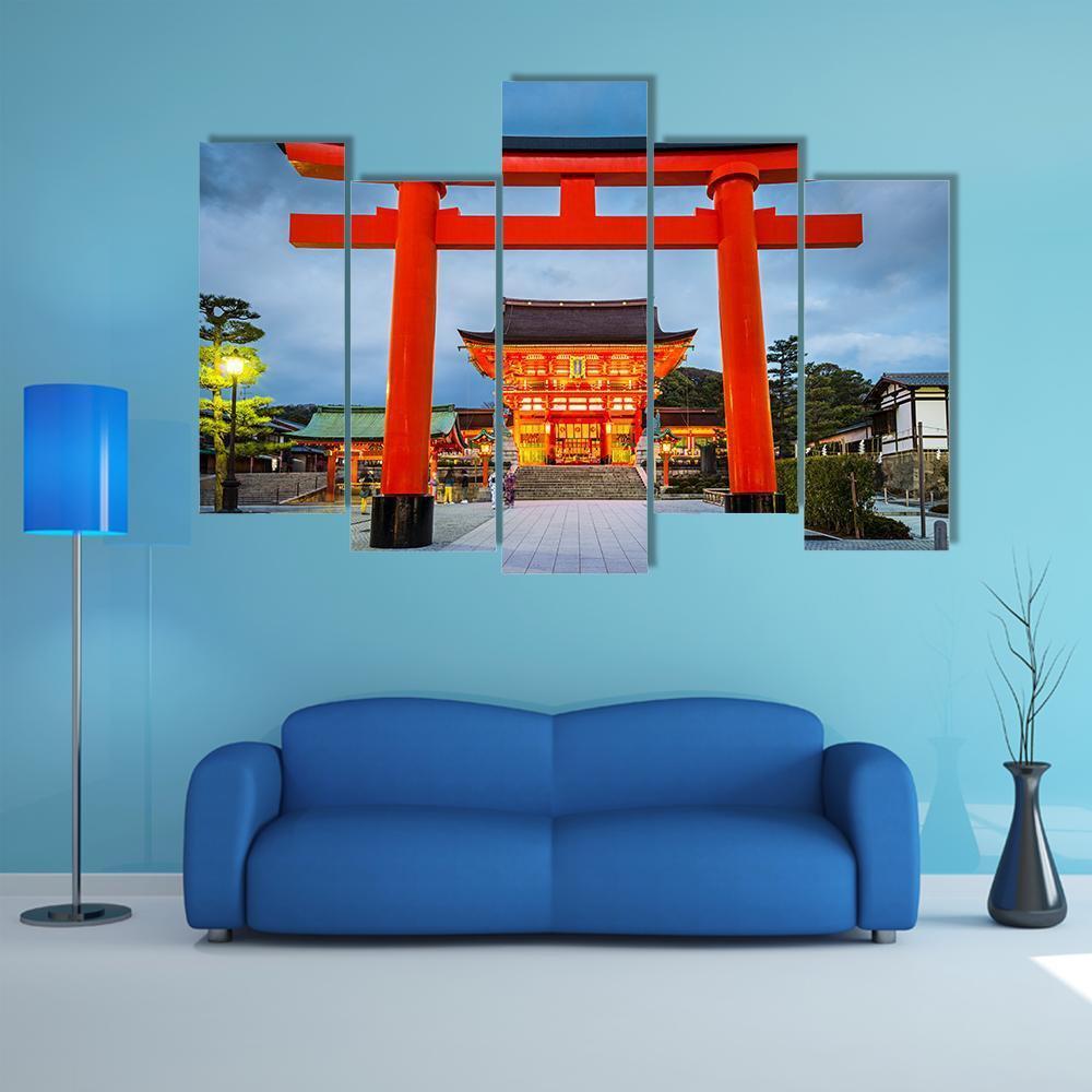 Fushimi Inari Taisha Canvas Wall Art-5 Pop-Gallery Wrap-47" x 32"-Tiaracle