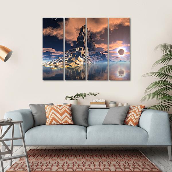 Alien City Canvas Wall Art-4 Horizontal-Gallery Wrap-34" x 24"-Tiaracle