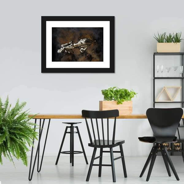 Futuristic Interstellar Escort Frigate Canvas Wall Art-3 Horizontal-Gallery Wrap-25" x 16"-Tiaracle