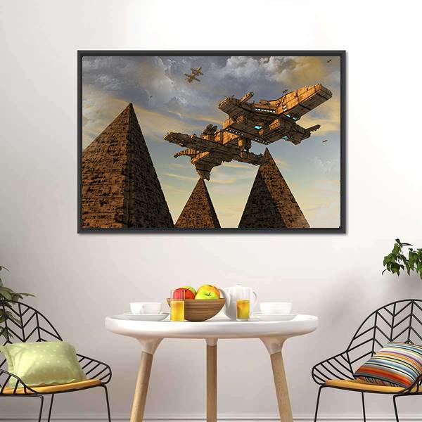Futuristic UFO Canvas Wall Art-3 Horizontal-Gallery Wrap-25" x 16"-Tiaracle