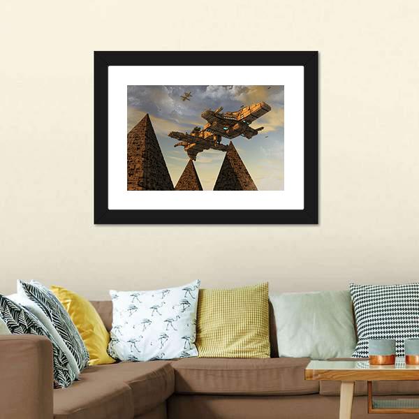 Futuristic UFO Canvas Wall Art-3 Horizontal-Gallery Wrap-25" x 16"-Tiaracle