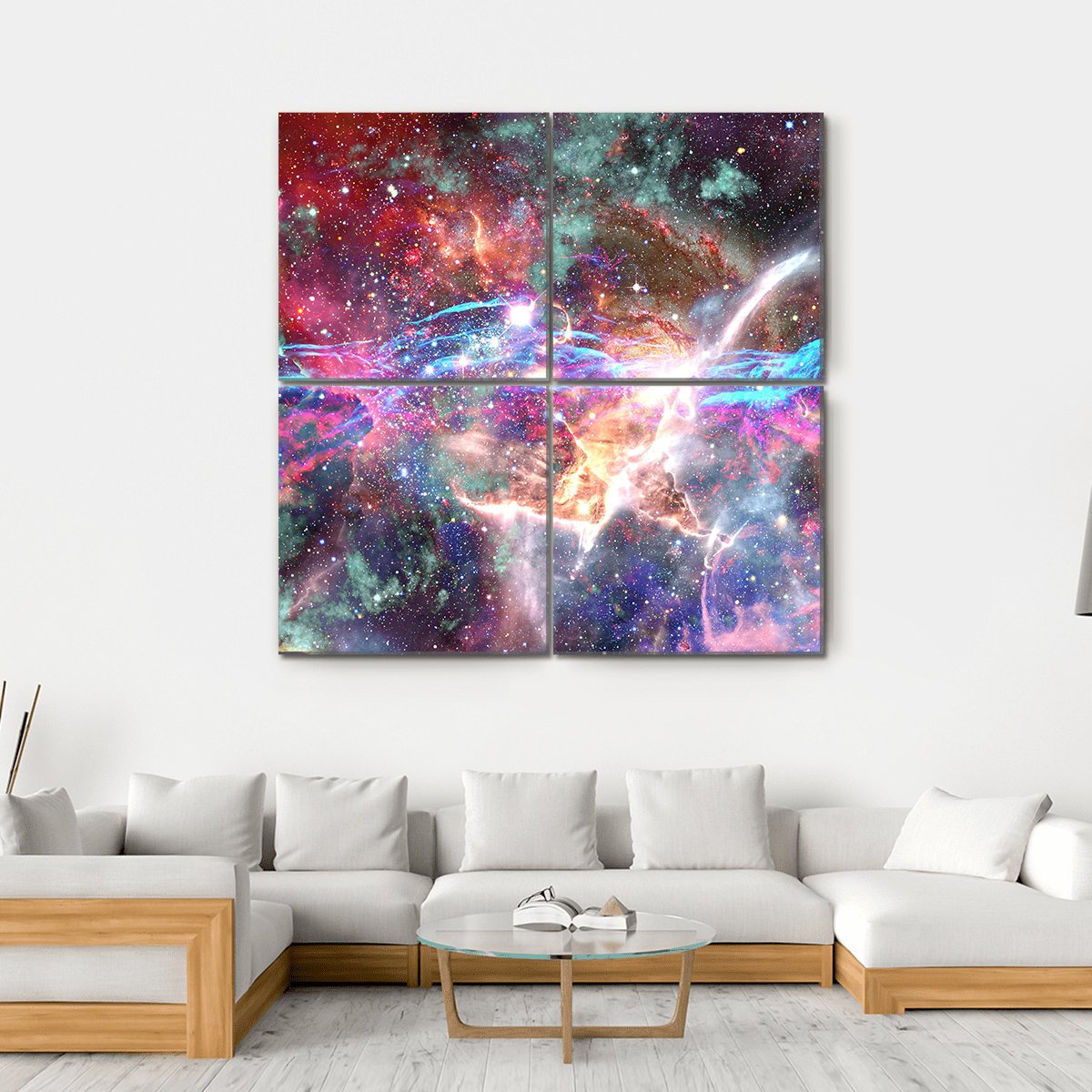 Galaxy & Nebula Canvas Wall Art-4 Square-Gallery Wrap-17" x 17"-Tiaracle