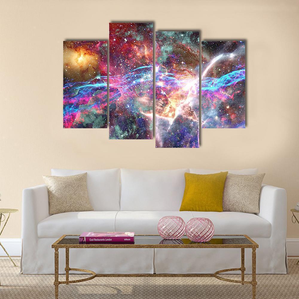 Galaxy & Nebula Canvas Wall Art-4 Pop-Gallery Wrap-50" x 32"-Tiaracle