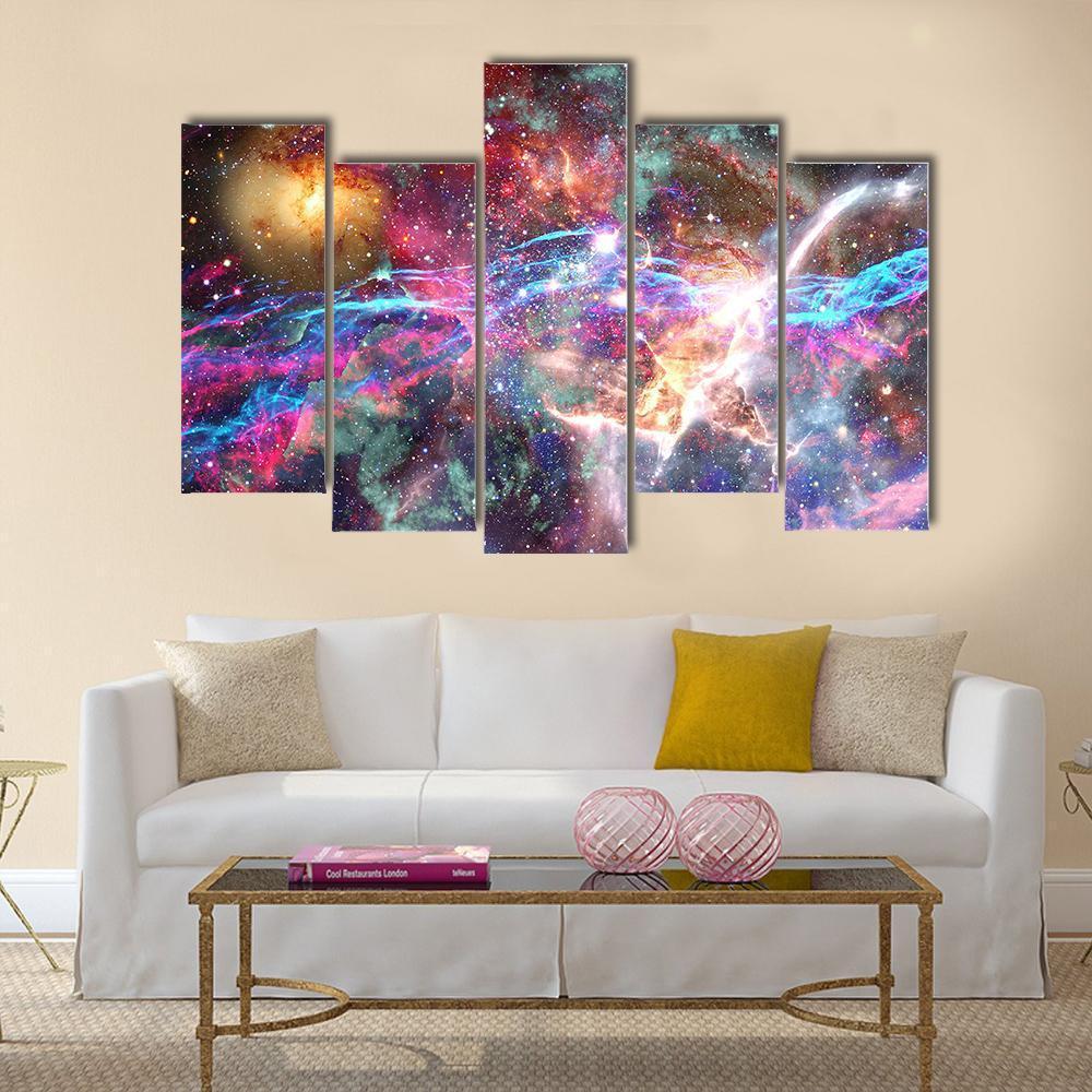 Galaxy & Nebula Canvas Wall Art-5 Pop-Gallery Wrap-47" x 32"-Tiaracle