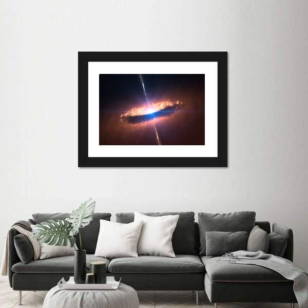 Galaxy System With Bright Optical Centre Element Panoramic Canvas Wall Art-1 Piece-36" x 12"-Tiaracle