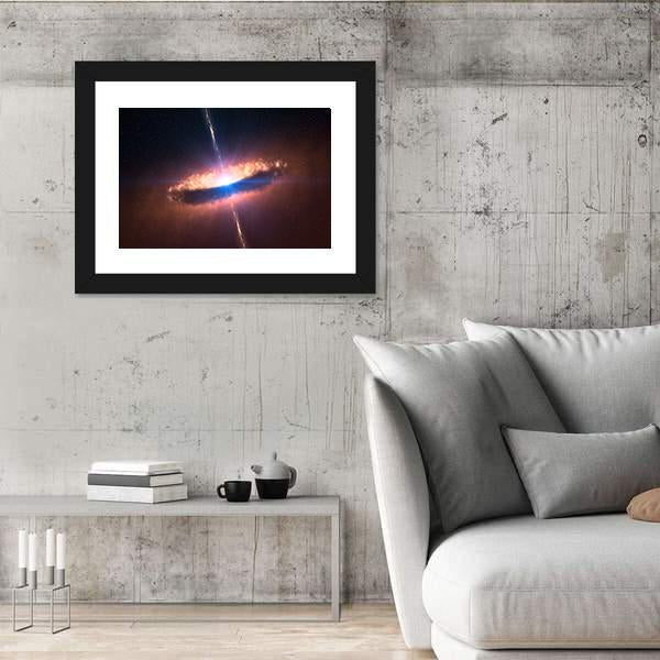 Galaxy System With Bright Optical Centre Element Panoramic Canvas Wall Art-1 Piece-36" x 12"-Tiaracle