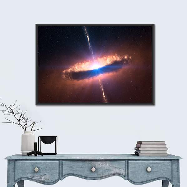 Galaxy System With Bright Optical Centre Element Panoramic Canvas Wall Art-1 Piece-36" x 12"-Tiaracle