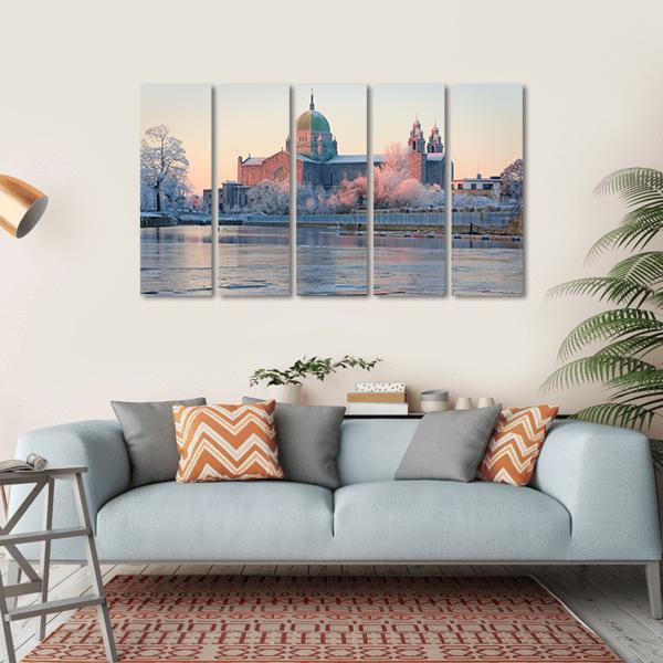 Galway Cathedral In Winter Canvas Wall Art-5 Horizontal-Gallery Wrap-22" x 12"-Tiaracle