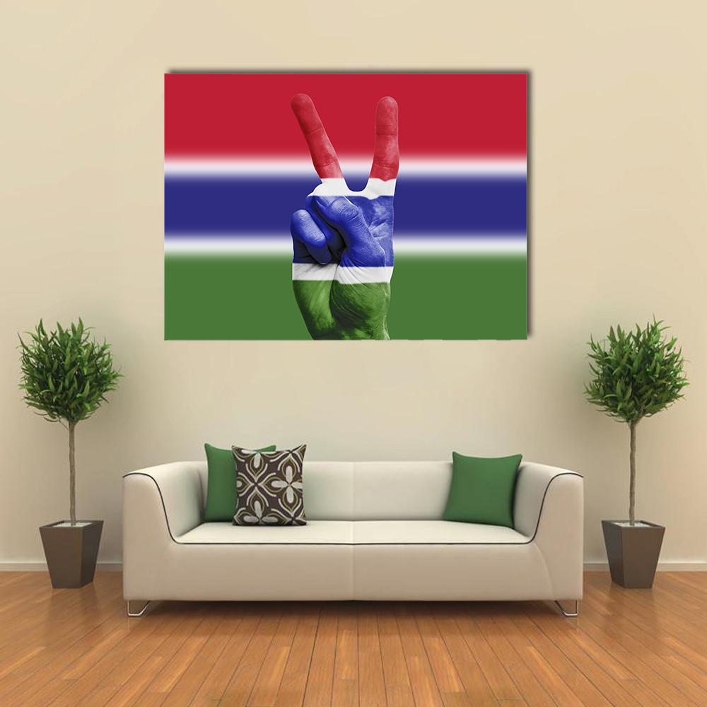Gambia National Flag Painted Onto A Male Hand Canvas Wall Art-1 Piece-Gallery Wrap-36" x 24"-Tiaracle