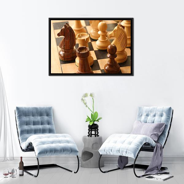 Game Of Chess Canvas Wall Art-5 Horizontal-Gallery Wrap-22" x 12"-Tiaracle