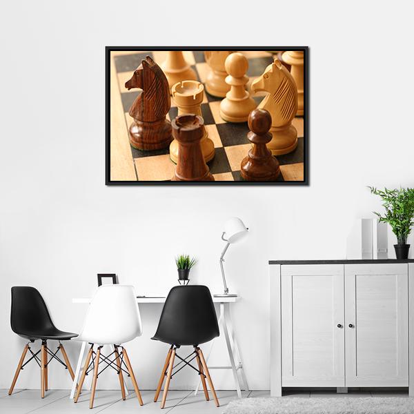 Game Of Chess Canvas Wall Art-5 Horizontal-Gallery Wrap-22" x 12"-Tiaracle