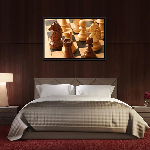 Game Of Chess Canvas Wall Art-5 Horizontal-Gallery Wrap-22" x 12"-Tiaracle