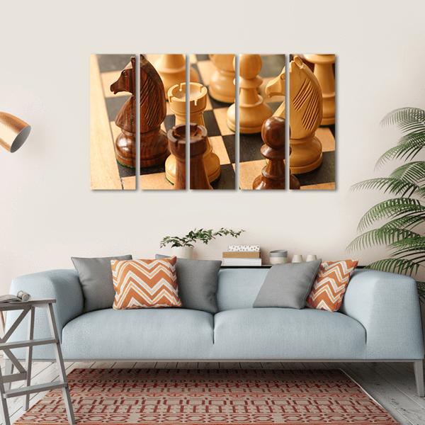 Game Of Chess Canvas Wall Art-5 Horizontal-Gallery Wrap-22" x 12"-Tiaracle