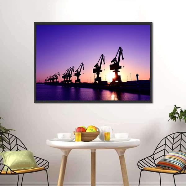 Gantry Crane In Port Canvas Wall Art-5 Horizontal-Gallery Wrap-22" x 12"-Tiaracle