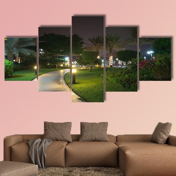 Garden At Night Canvas Wall Art-5 Star-Gallery Wrap-62" x 32"-Tiaracle