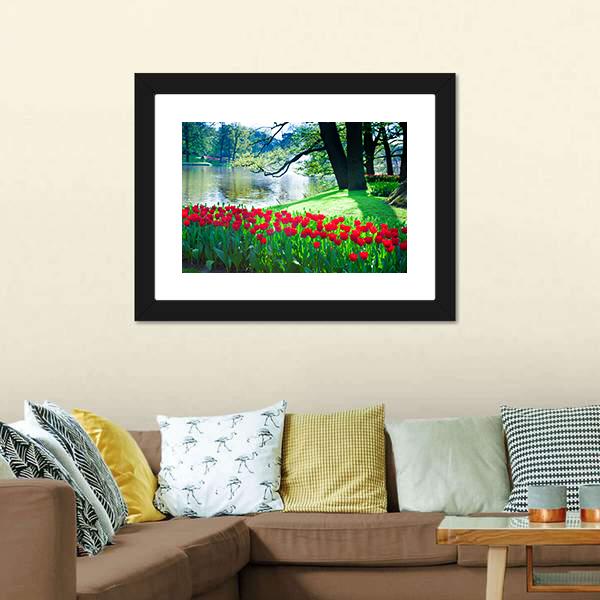 Garden Landscape Canvas Wall Art-3 Horizontal-Gallery Wrap-25" x 16"-Tiaracle