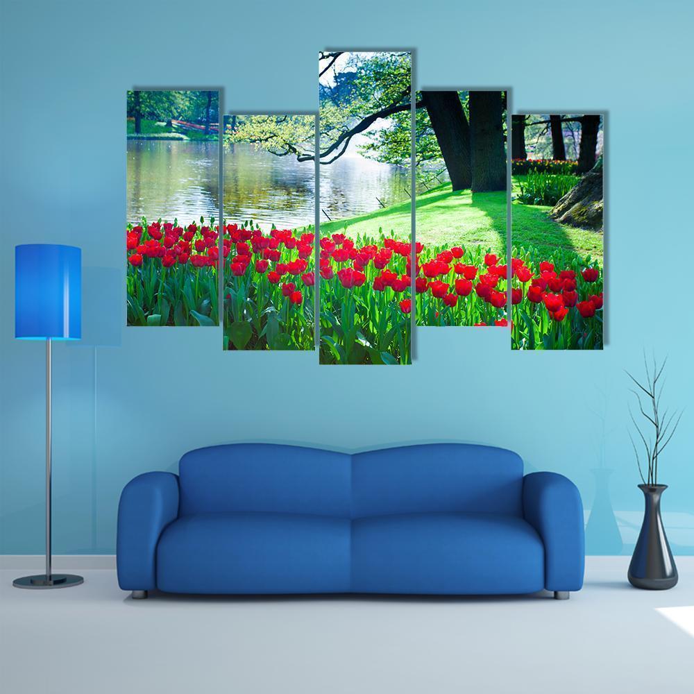 Garden Landscape Canvas Wall Art-5 Pop-Gallery Wrap-47" x 32"-Tiaracle