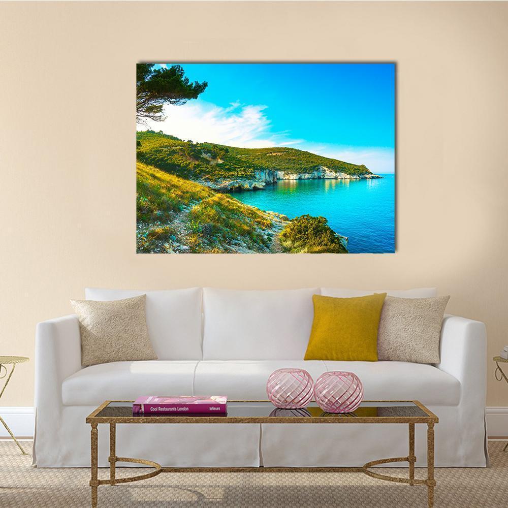 Gargano Rocky Wild Coast Canvas Wall Art-1 Piece-Gallery Wrap-48" x 32"-Tiaracle