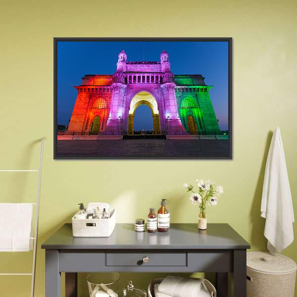 Gateway Of India Canvas Wall Art-1 Piece-Floating Frame-24" x 16"-Tiaracle