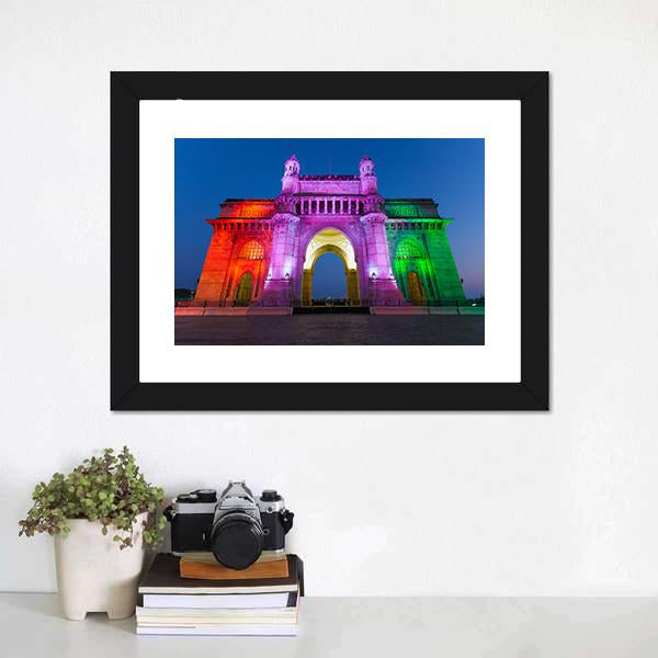 Gateway Of India Canvas Wall Art-1 Piece-Framed Print-20" x 16"-Tiaracle