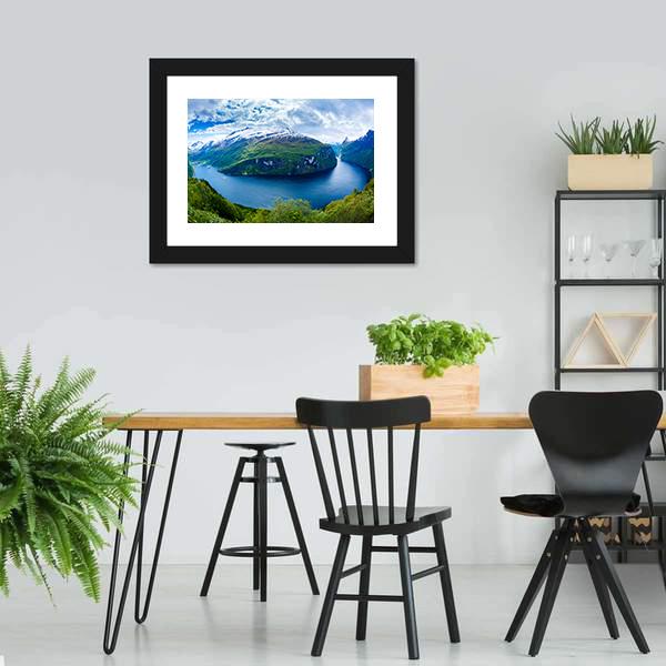 Geiranger Fjord Norway Panoramic Canvas Wall Art-1 Piece-36" x 12"-Tiaracle