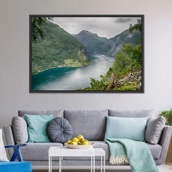 Geirangerfjord Norway Canvas Wall Art-5 Horizontal-Gallery Wrap-22" x 12"-Tiaracle