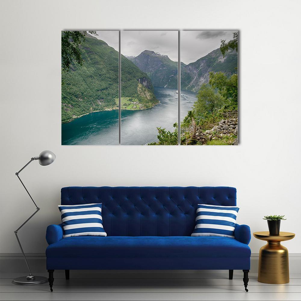 Geirangerfjord Norway Canvas Wall Art-3 Horizontal-Gallery Wrap-37" x 24"-Tiaracle