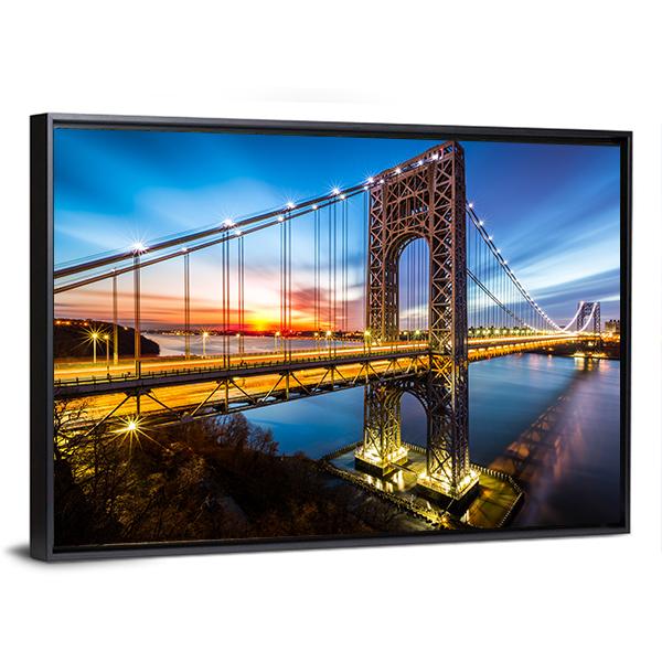 George Washington Bridge Canvas Wall Art-3 Horizontal-Gallery Wrap-25" x 16"-Tiaracle