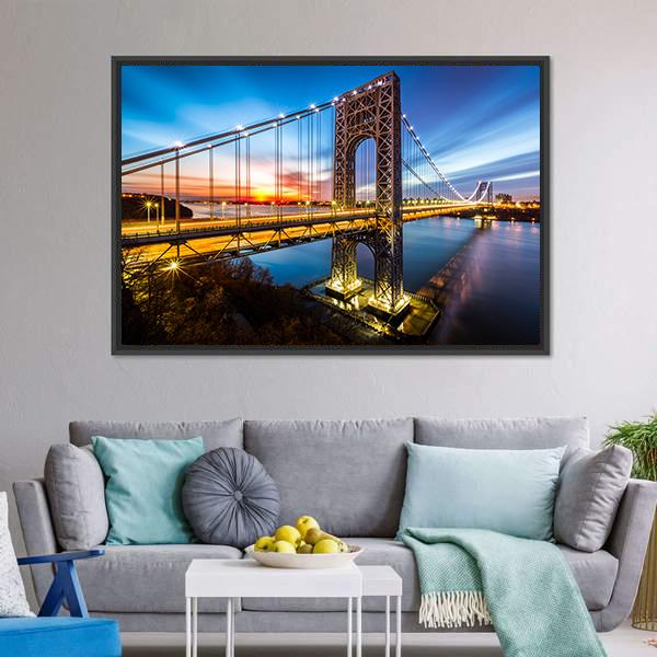 George Washington Bridge Canvas Wall Art-3 Horizontal-Gallery Wrap-25" x 16"-Tiaracle