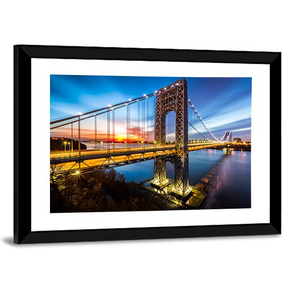 George Washington Bridge Canvas Wall Art-3 Horizontal-Gallery Wrap-25" x 16"-Tiaracle