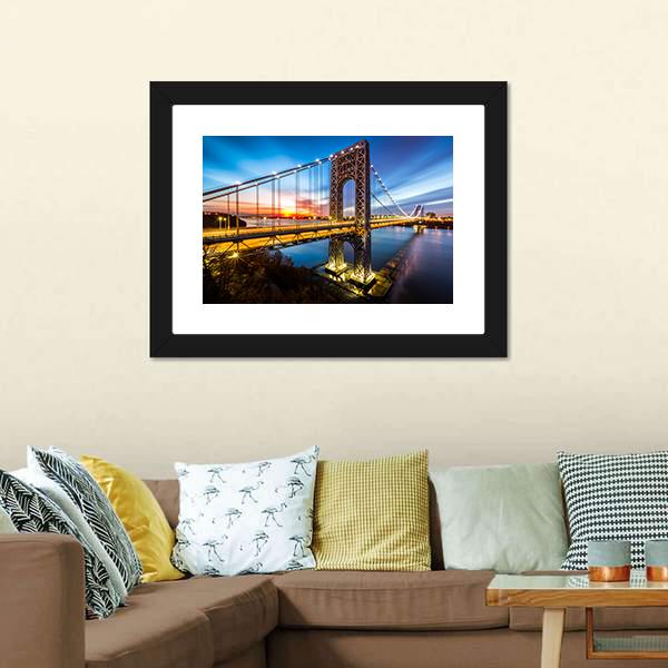 George Washington Bridge Canvas Wall Art-5 Horizontal-Gallery Wrap-22" x 12"-Tiaracle