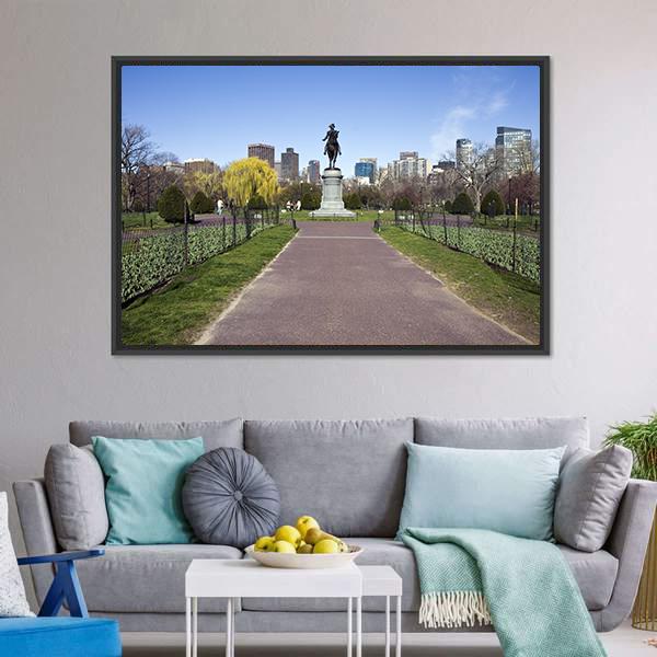 George Washington Statue Canvas Wall Art-3 Horizontal-Gallery Wrap-25" x 16"-Tiaracle