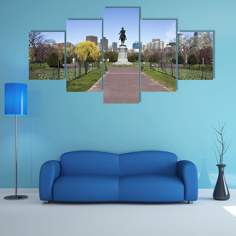 George Washington Statue Canvas Wall Art-5 Star-Gallery Wrap-62" x 32"-Tiaracle