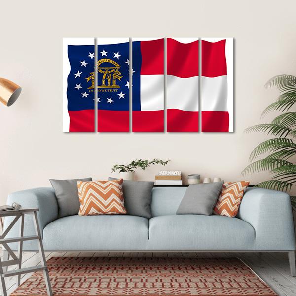 Georgia State Flag Canvas Wall Art-5 Horizontal-Gallery Wrap-22" x 12"-Tiaracle