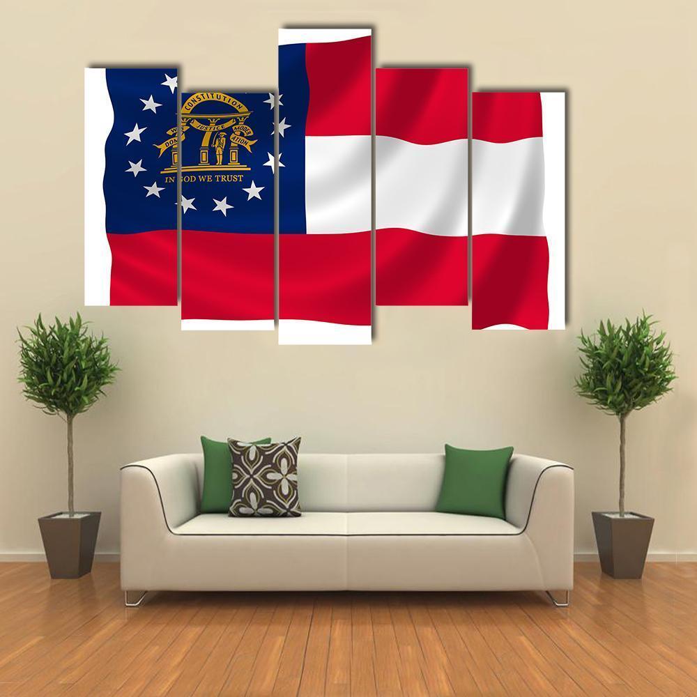 Georgia State Flag Canvas Wall Art-5 Pop-Gallery Wrap-47" x 32"-Tiaracle