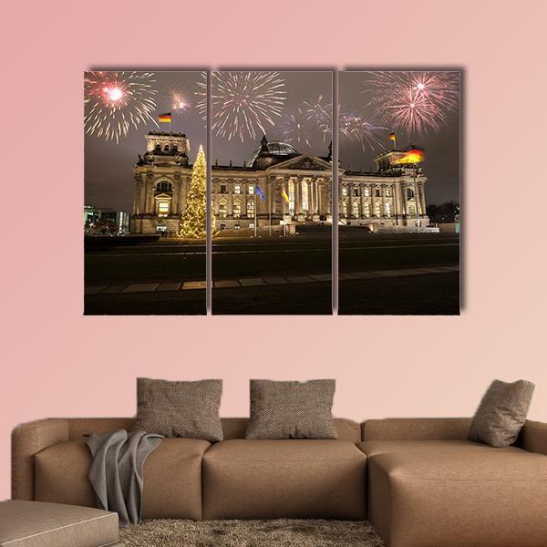 German Parliament In Berlin Canvas Wall Art-3 Horizontal-Gallery Wrap-37" x 24"-Tiaracle