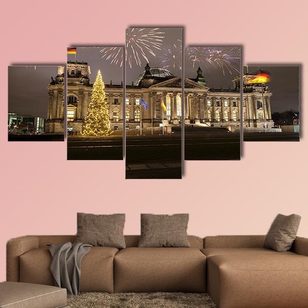 German Parliament In Berlin Canvas Wall Art-5 Star-Gallery Wrap-62" x 32"-Tiaracle
