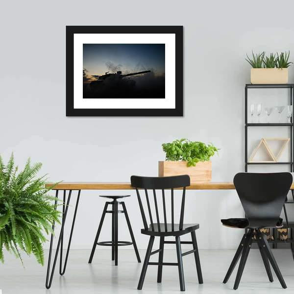 German Tank Silhouette Canvas Wall Art-3 Horizontal-Gallery Wrap-25" x 16"-Tiaracle