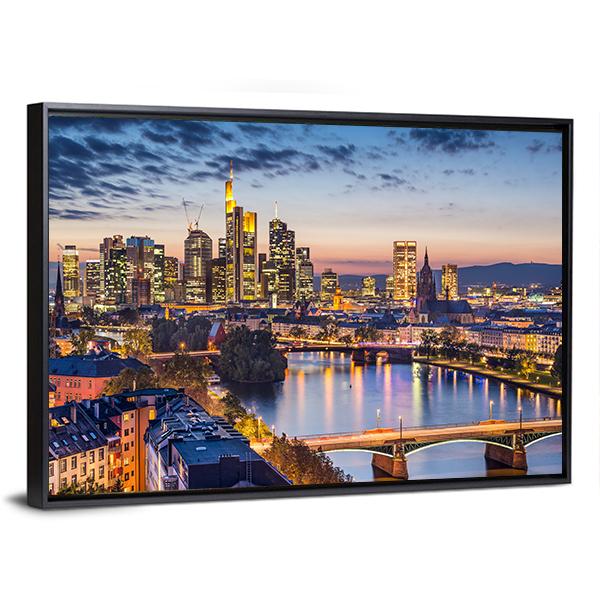 Germany Financial District Skyline Canvas Wall Art-3 Horizontal-Gallery Wrap-25" x 16"-Tiaracle