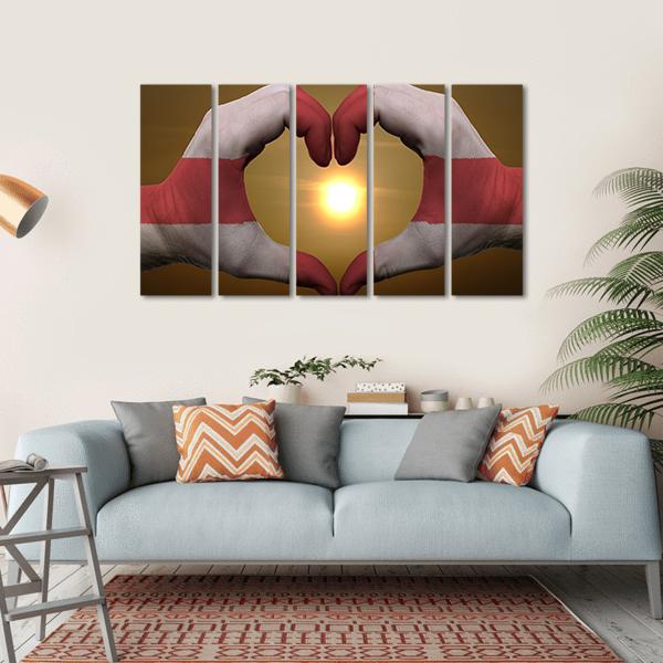 England Flag On Hands Canvas Wall Art-5 Horizontal-Gallery Wrap-22" x 12"-Tiaracle