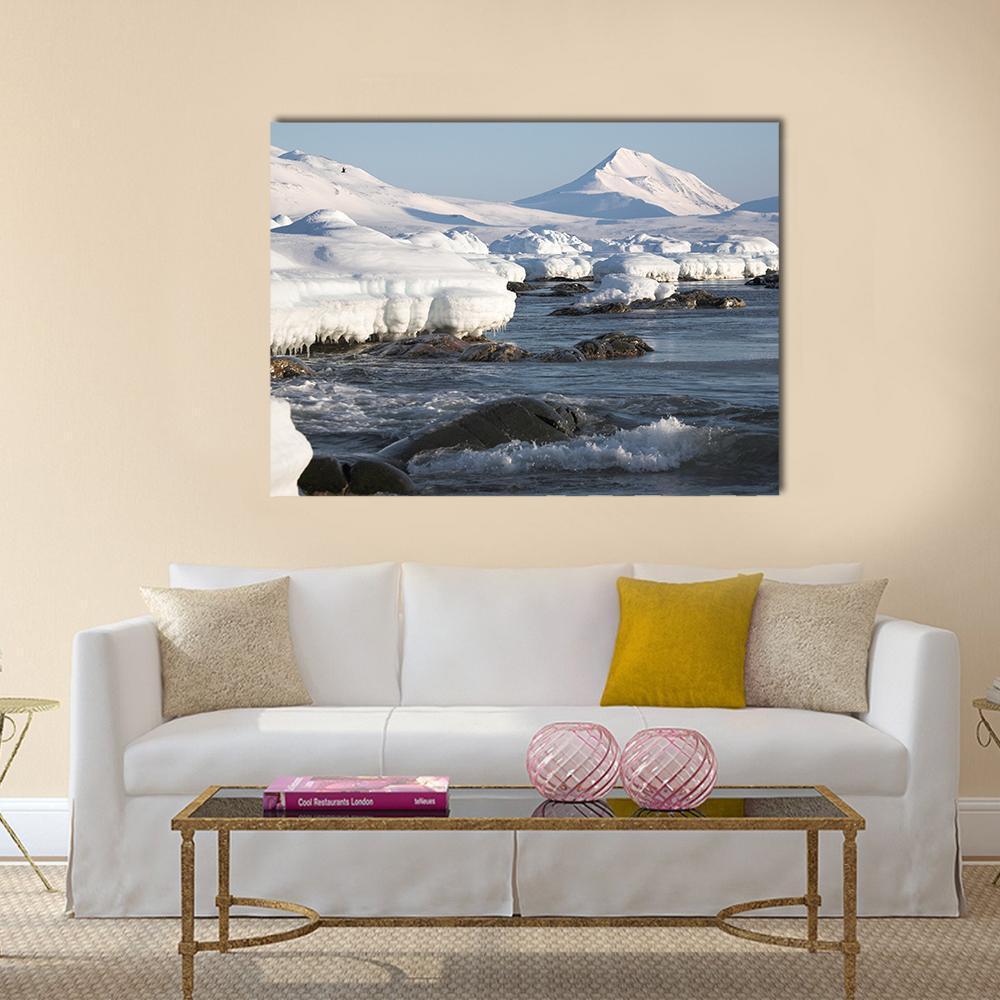 Winter Arctic Landscape Canvas Wall Art-1 Piece-Gallery Wrap-36" x 24"-Tiaracle