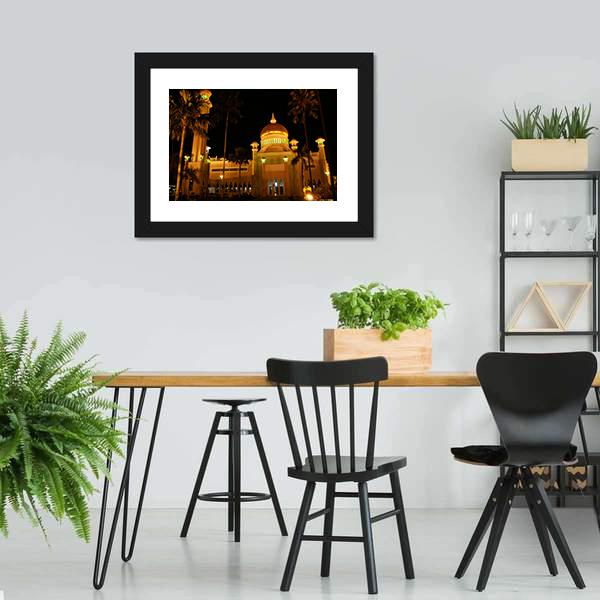 Giant Mosque At Night Canvas Wall Art-3 Horizontal-Gallery Wrap-25" x 16"-Tiaracle
