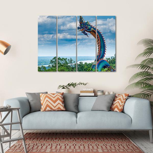 Giant Thai Naga Statue Canvas Wall Art-4 Horizontal-Gallery Wrap-34" x 24"-Tiaracle