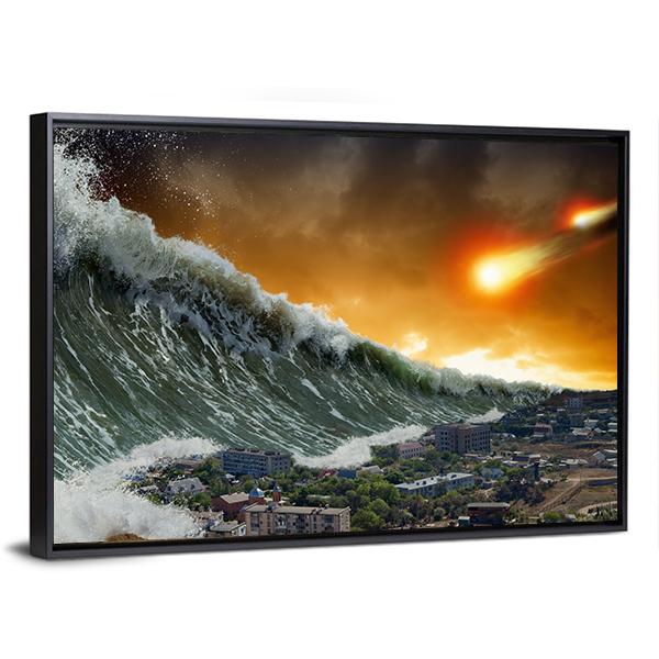 Giant Tsunami Waves Canvas Wall Art-3 Horizontal-Gallery Wrap-25" x 16"-Tiaracle